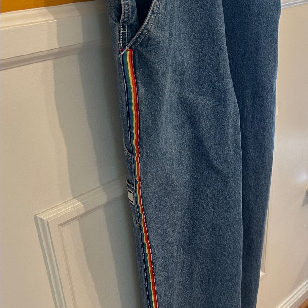 Stylish Denim Overalls with Rainbow Detail - Picture 6 of 9